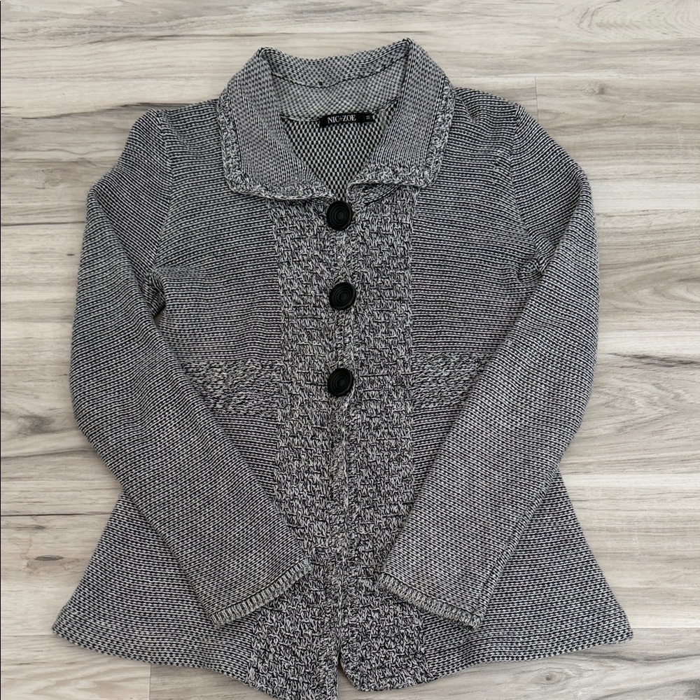 NIC+ ZOE Women's Gray Knit cardigan sweater size Medium - Picture 5 of 11